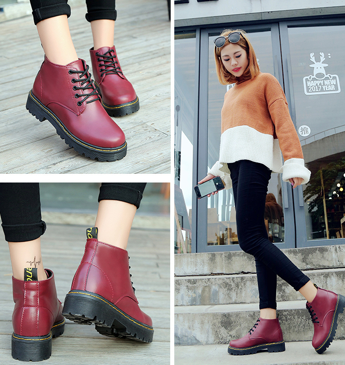 red ankle boots chunky heel