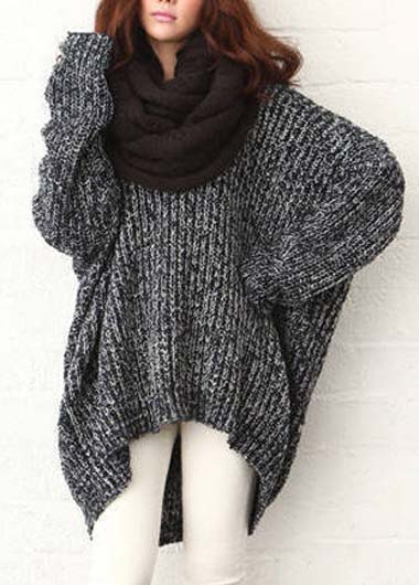Comfy Over Size Dark Grey Knitted Sweater