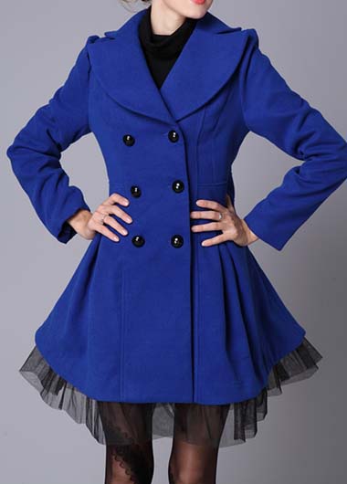 Royal Blue Double Breasted Winter Coat