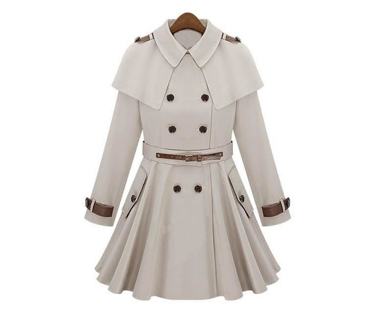 Stylish Double Breasted Turn Down Collar Trench Coat on Luulla