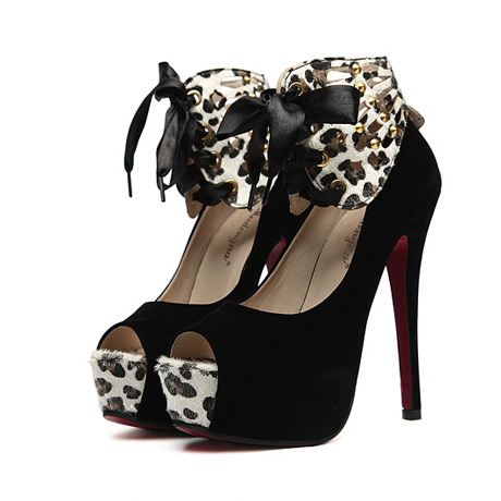leopard print peep toe shoes