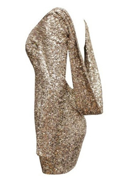 Gorgeous Metallic Gold Sequined Backless Party Dress on Luulla