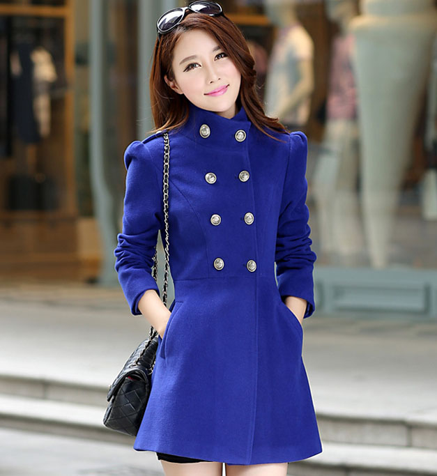 Royal Blue Double Breasted Winter Coat on Luulla