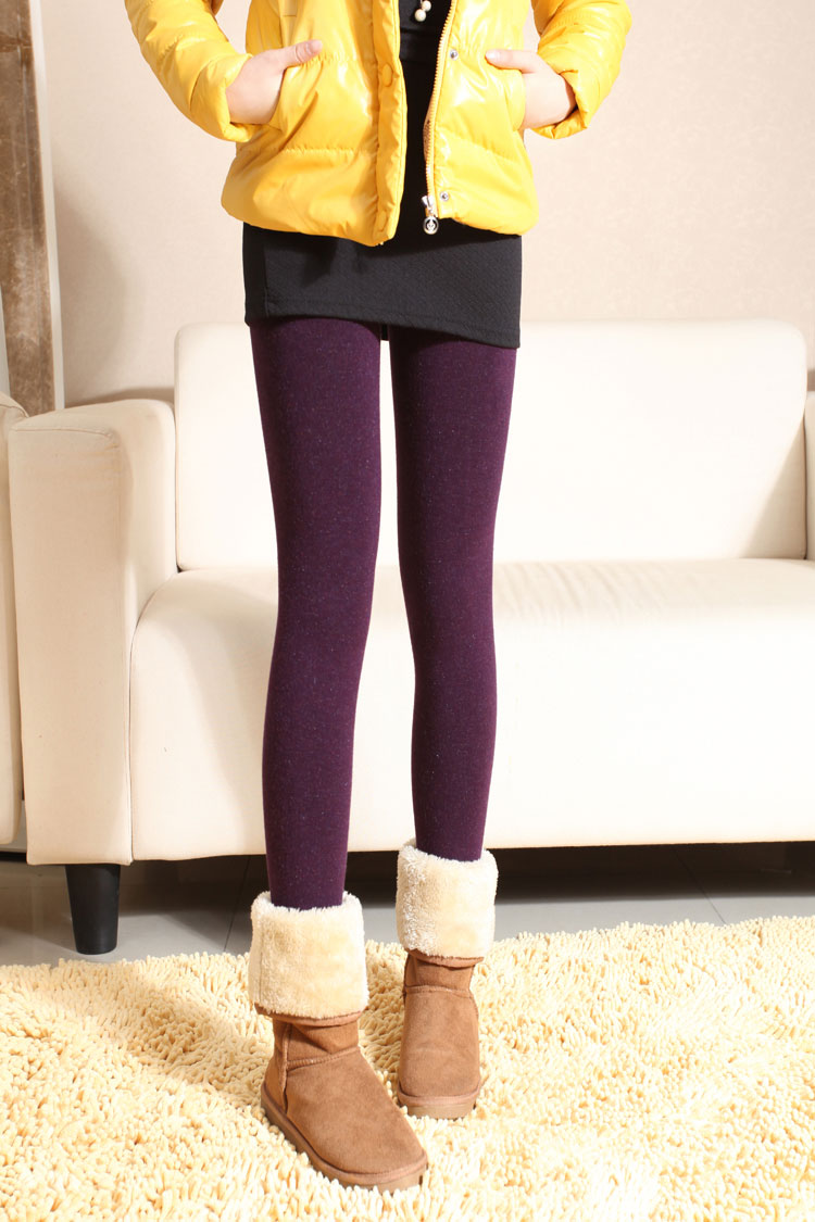 High Quality Cotton Winter Leggings In Purple And Grey