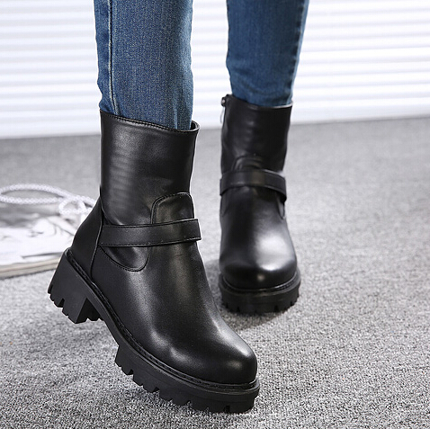 flat black winter boots
