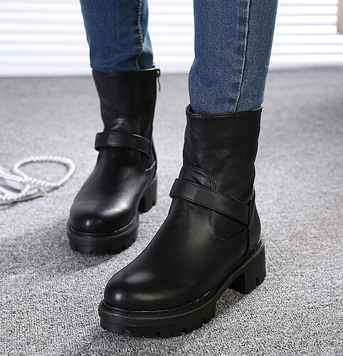 flat black winter boots