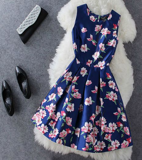 Blue Cherry Blossom Dress