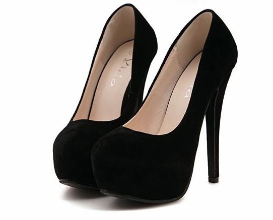 Classy Pure Black Round Toe High heels Fashion Shoes