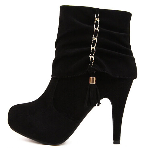 black zip heeled boots