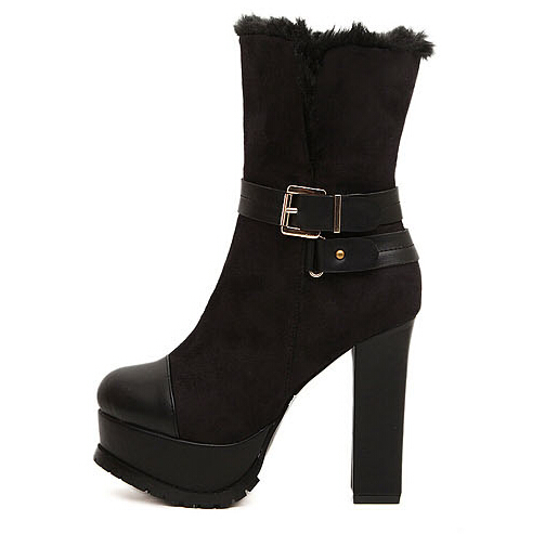 black buckle heel boots