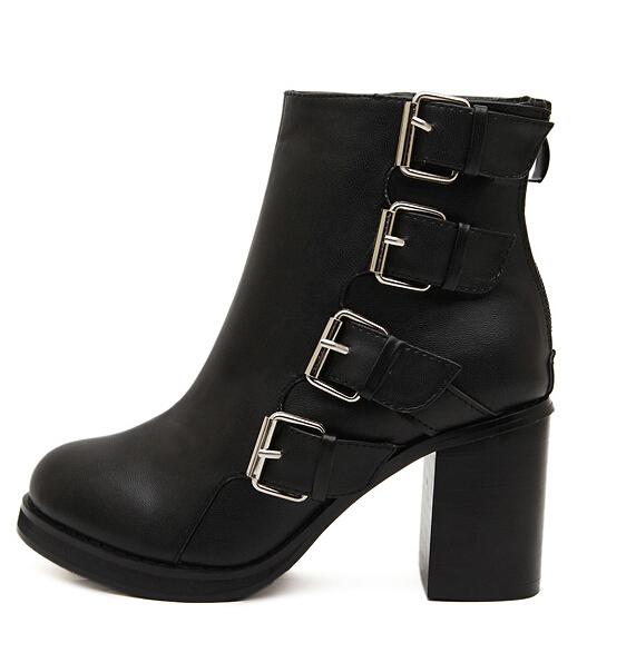 black zip heeled boots