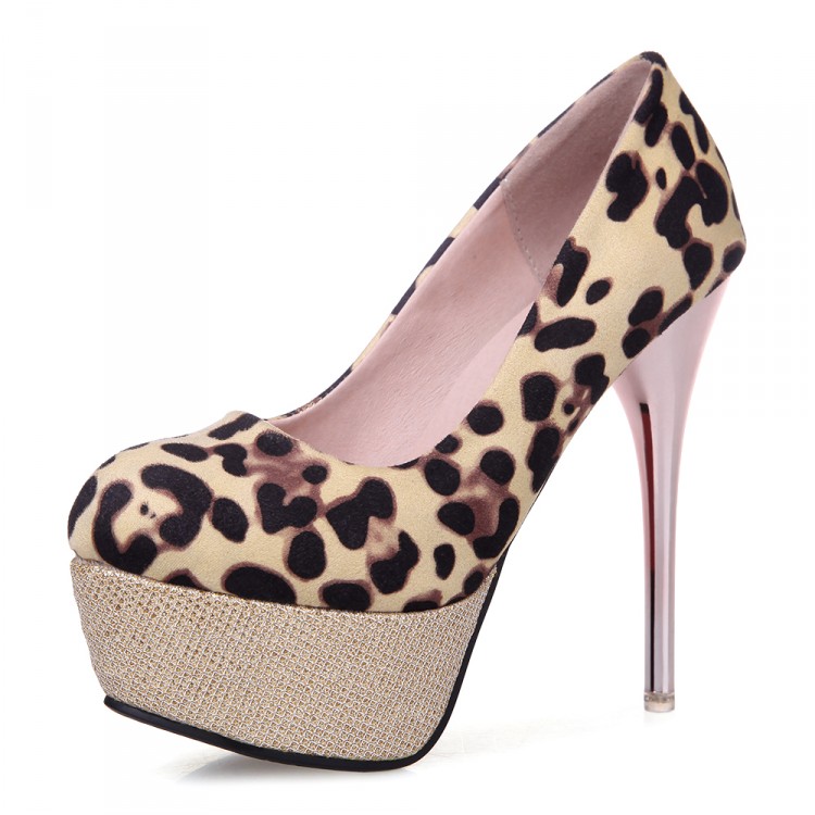 leopard high heel shoes