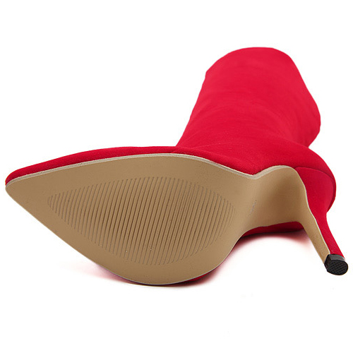red suede stiletto boots