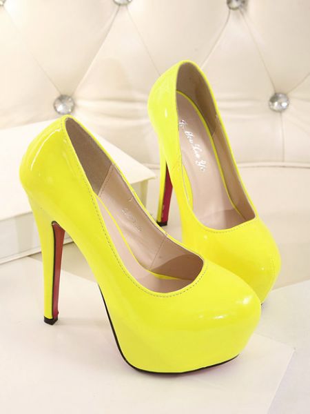 Yellow high heel pumps from Elvira - KeeShoes