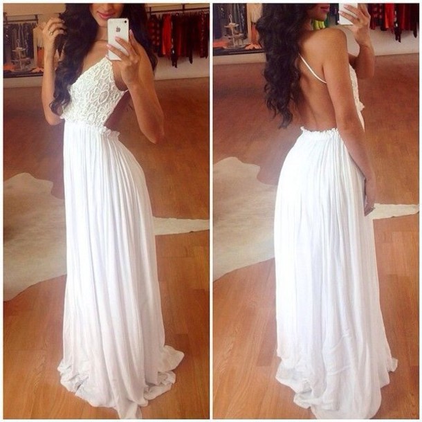 Long White Backless Dress Top Sellers ...