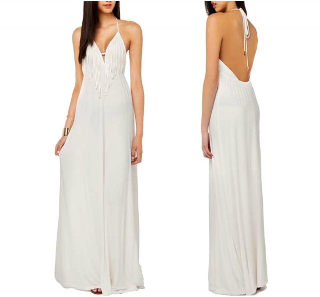 Elegant White Halter Long Dress