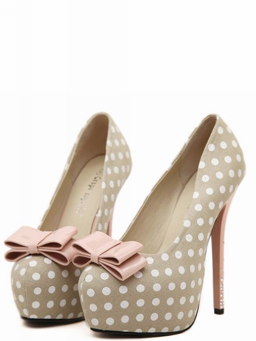 Sweet bowknot rhinestone platform high-heeled shoe
