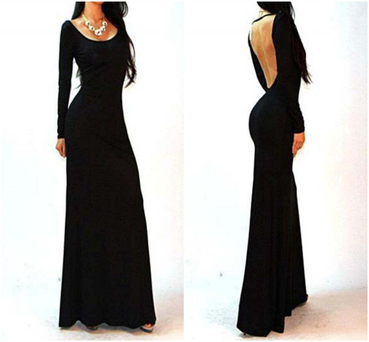 black low back dress