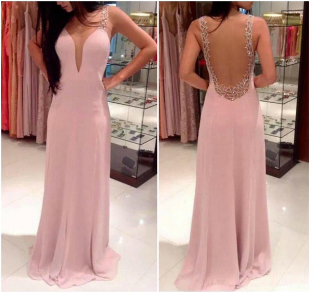 pink low back dress