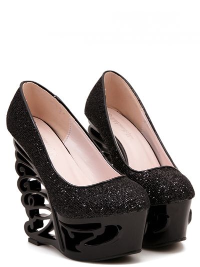 Cute Black Wedge Shoes