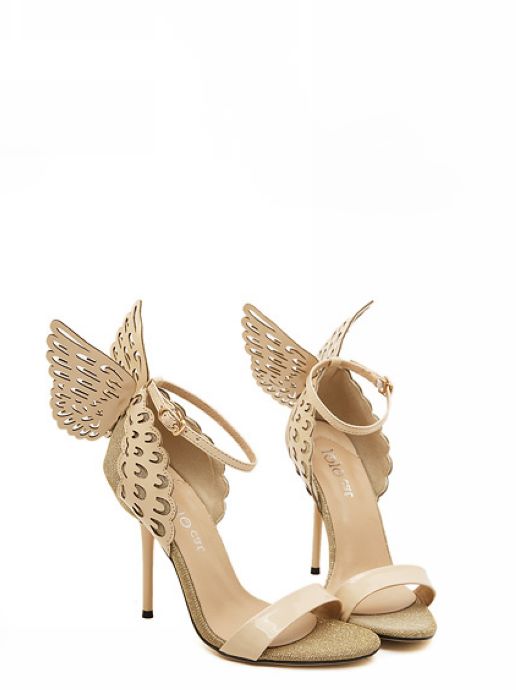 Beautiful Wings Design Apricot High Heels Fashion Sandals on Luulla