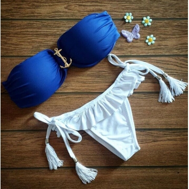 Royal Blue Anchor Design Swimsuit on Luulla
