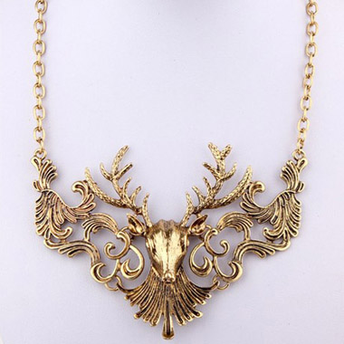 Vintage Design Deer Charmed Necklace