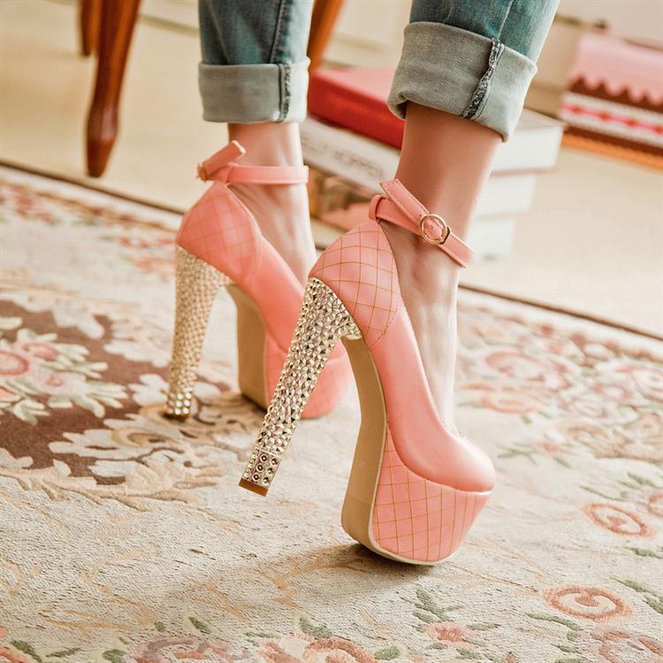 pink pointed heels with ankle strap
