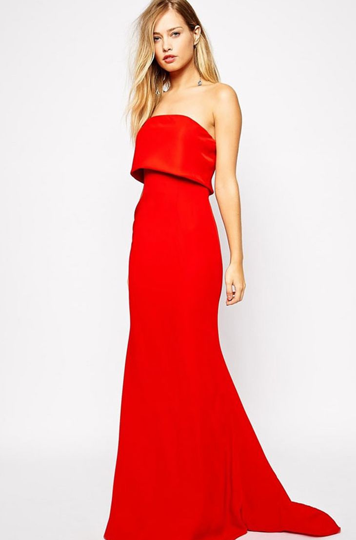 Red Strapless Floor Length Evening Dress, Prom Dress on Luulla