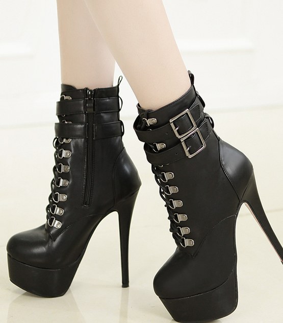 cheap black high heel boots