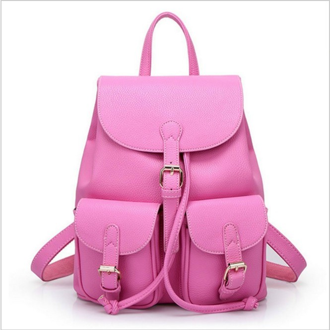 Pu Leather Backpack With Two Pockets on Luulla