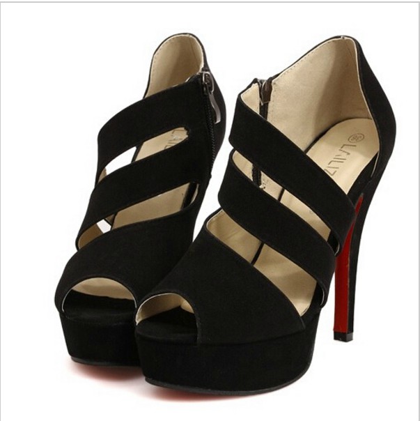 Black Cute Out Design Red Bottom High Heel Sandals on Luulla