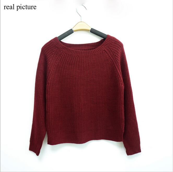 Wine Red Knitted Pullover on Luulla