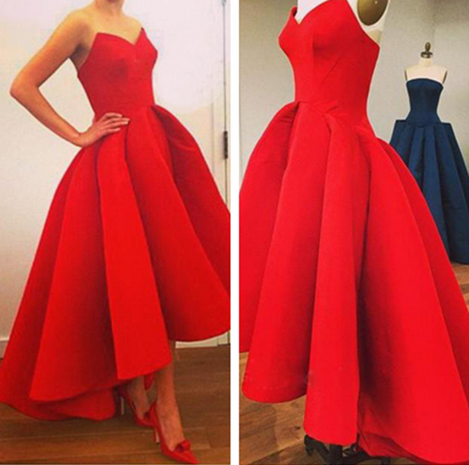 red asymmetrical dress