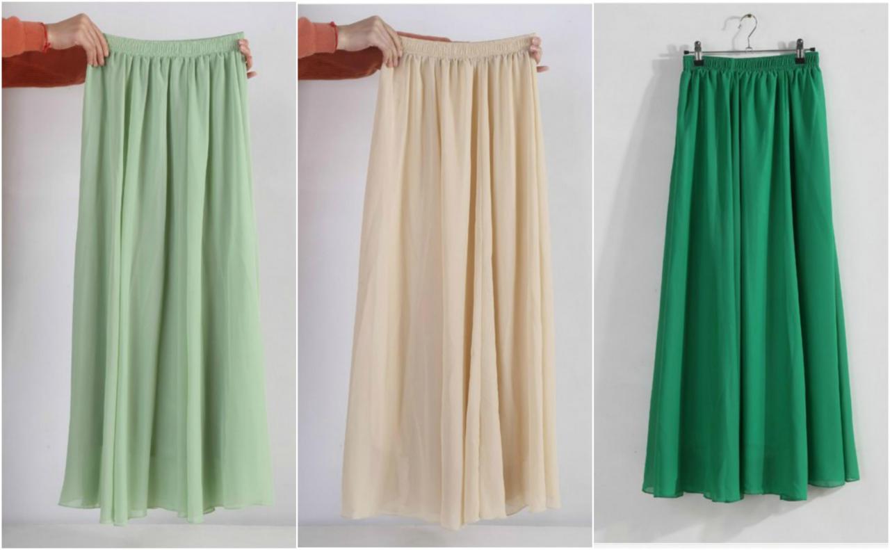 Beautiful Candy Colored Chiffon Long Skirts on Luulla