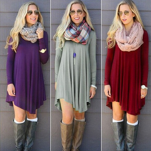 Chic Long Sleeve Autumn And Winter Dress