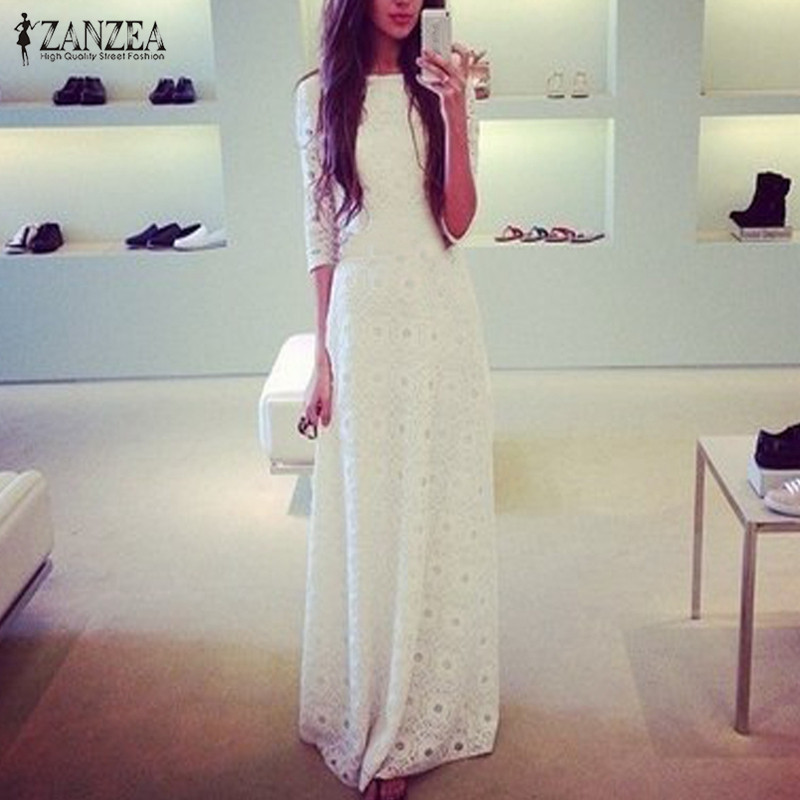 white lace boho maxi dress