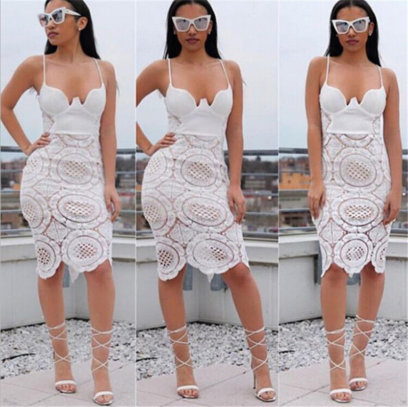 Elegant Body Con Lace Dresses In White Black And Pink
