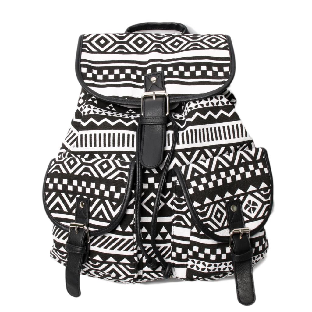 Black Aztec Design Women's Backpack Bags