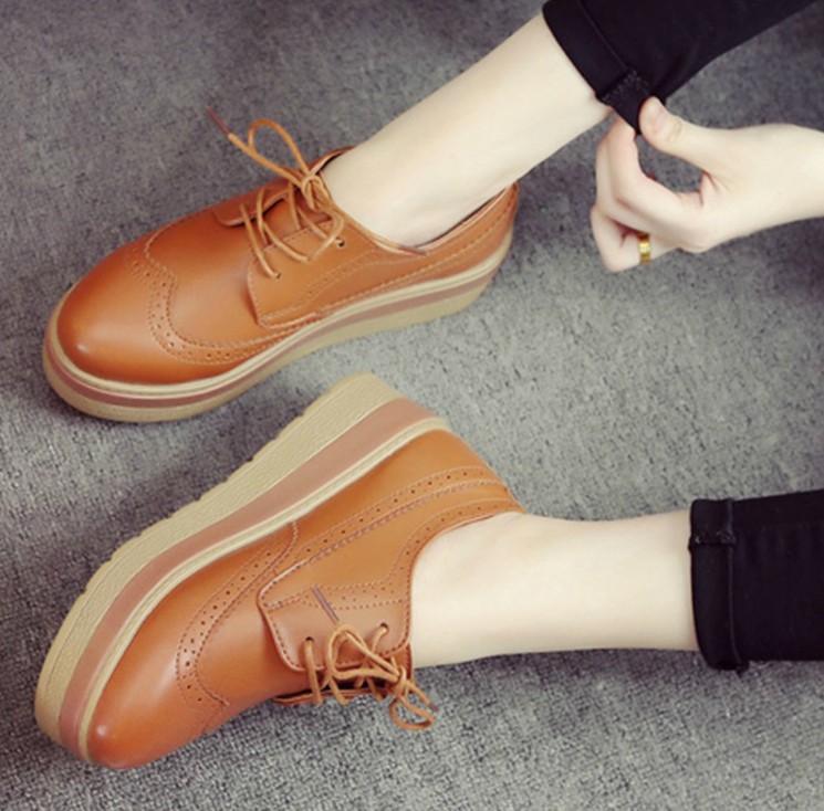 Flat Platform Shoes Fashion Casual Lace-up Oxfords Shoes For Women