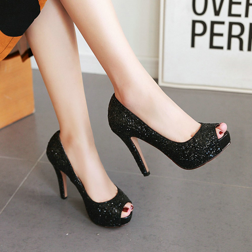 Black Peep Toe High Heels Fashion Sandals
