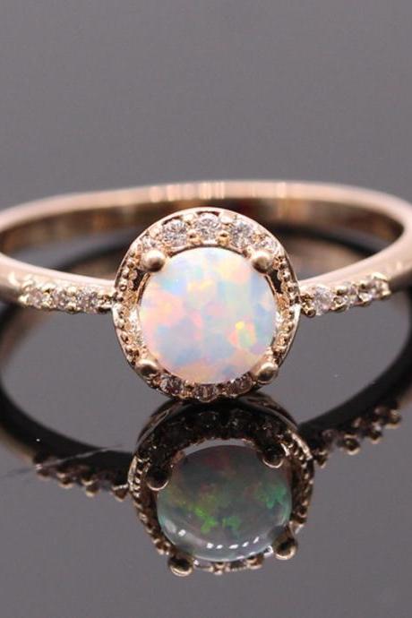 Beautiful Opal Zircon Golden Ring for Women