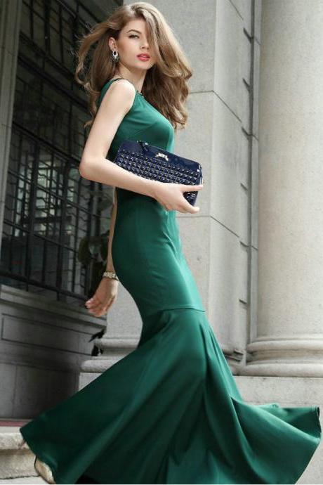 Green Elegant Long Mermaid Dress