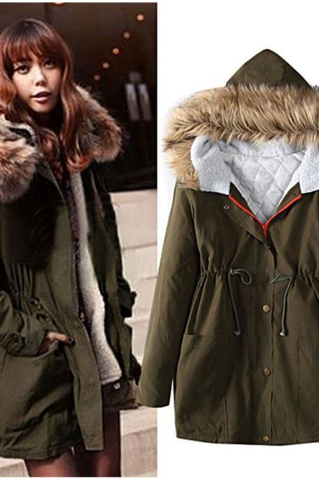 Autumn and Winter Warm Hooded Jacket Coat