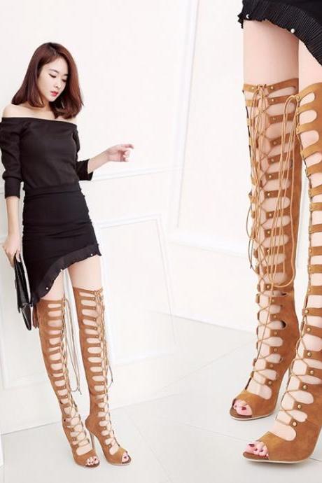 Sexy Lace up Peep Toe High Heels Gladiator Fashion Sandals