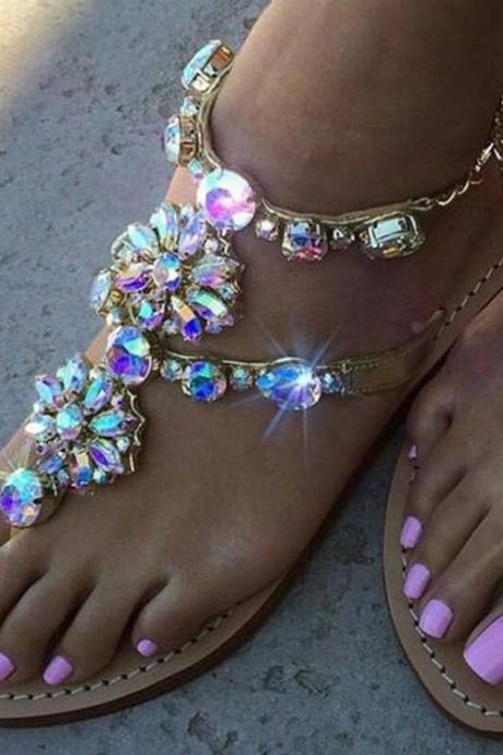 Beautiful Rhinestone Beaded Fashion Summer Sandals