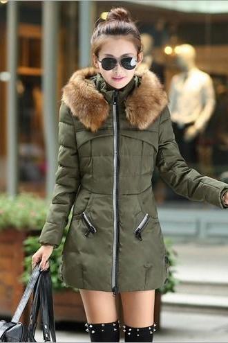 Faux Fur Army Green Warm Winter Coat