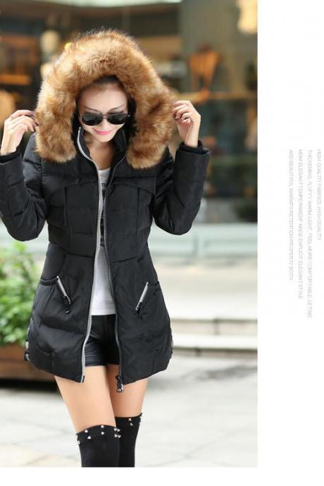 Black Faux Fur Warm Winter Coat