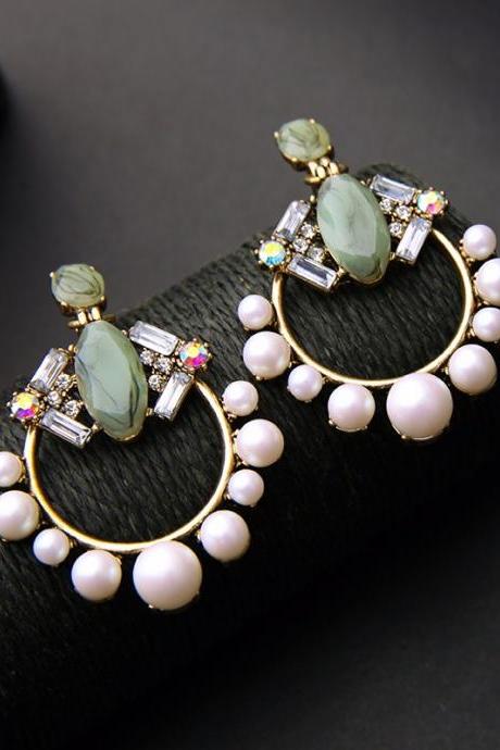Beautiful Crystal and Pearl Statement Earrings
