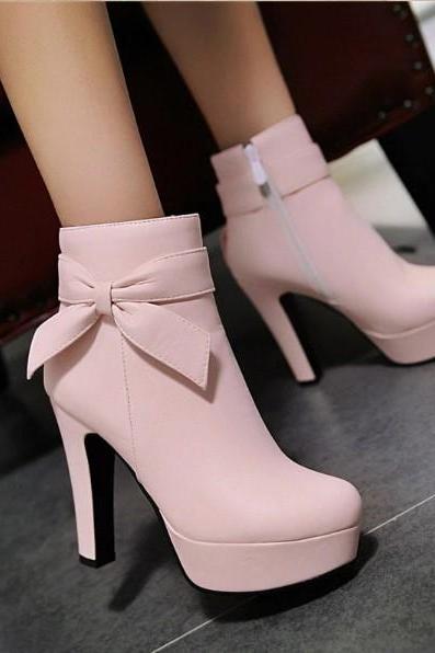 Cute Bow Design High Heels Fashion Boots